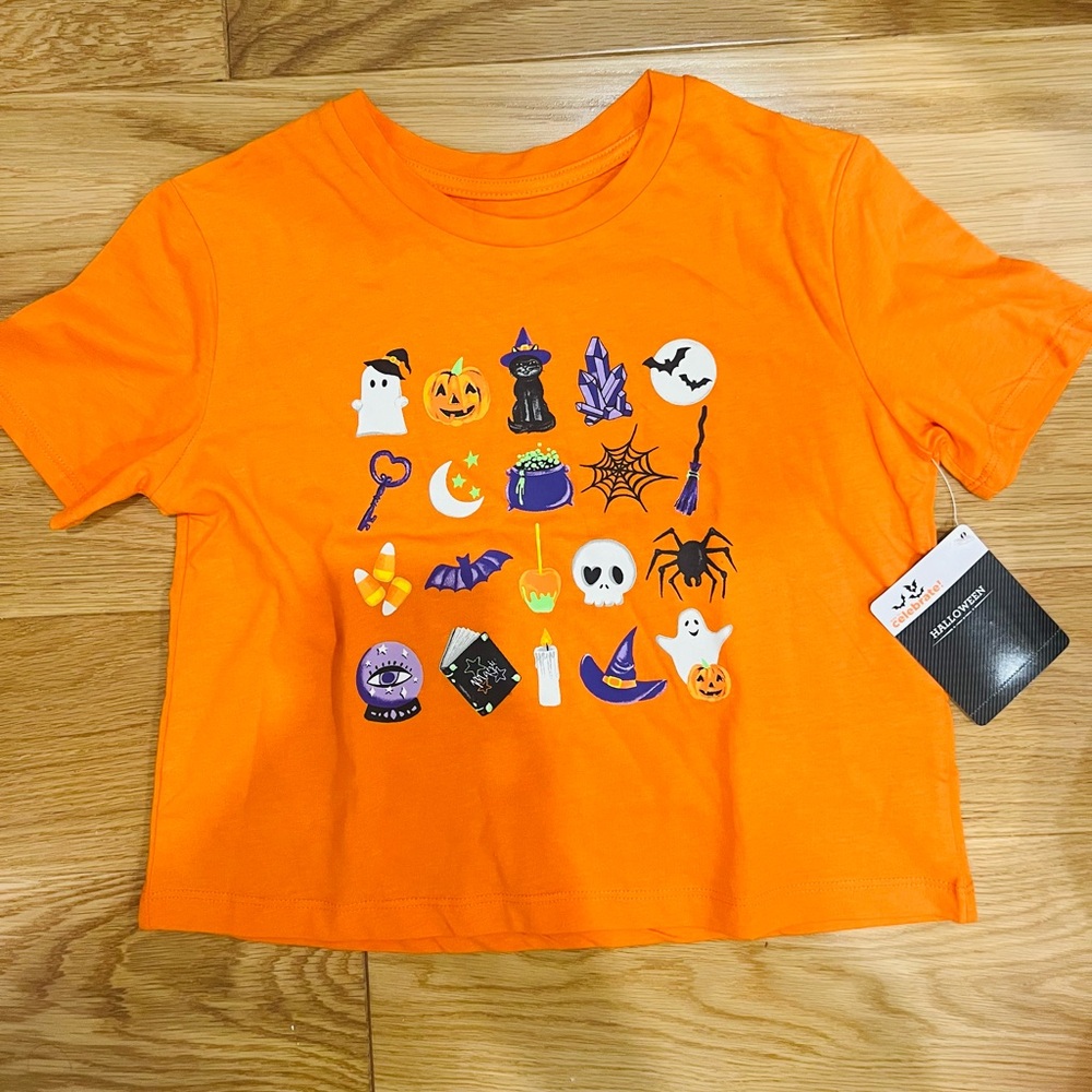 Halloween Orange Kids Short Sleeve Tee